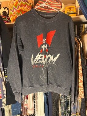 Marvel Venom Graphic Crewneck Sweatshirt with Japanese Lettering